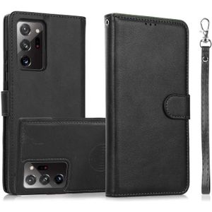 For Samsung Galaxy Note20 Ultra Calf Texture 2 in 1 Detachable Magnetic Back Cover Horizontal Flip Leather Case with Holder & Card Slots & Wallet & Photo Frame(Black)