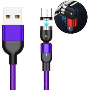 2m 2A Output USB naar Micro USB Nylon Gevlochten Roteren Magnetische Oplaadkabel (Paars)