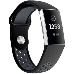 Ronde gat van twee kleuren siliconen pols Band Watch Band voor Fitbit Charge 3  pols riem Size:145-210mm(Grey)
