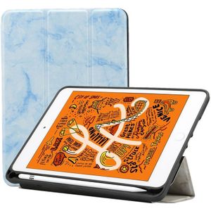 Marmeren textuur patroon horizontale Flip lederen case voor iPad mini 2019  met drie-opvouwbare houder & Pensleuf & slaap/Wake-up functie (blauw)