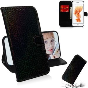 Voor iPhone 6 plus & 6s plus effen kleur kleurrijke magnetische Buckle horizontale Flip PU lederen draagtas met houder & kaartsleuven & portemonnee & Lanyard (zwart)