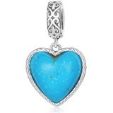 S925 Sterling Silver Heart Turquoise Pendant DIY Bracelet Necklace Accessories