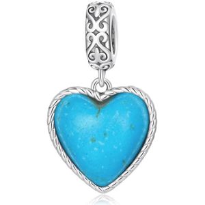 S925 Sterling Silver Heart Turquoise Pendant DIY Bracelet Necklace Accessories