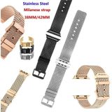 Voor Apple Watch Series 5 & 4 44mm / 3 & 2 & 1 42mm Milanese Stainless Steel Double Buckle Watchband(Zwart)