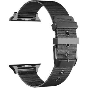 Voor Apple Watch Series 5 & 4 44mm / 3 & 2 & 1 42mm Milanese Stainless Steel Double Buckle Watchband(Zwart)