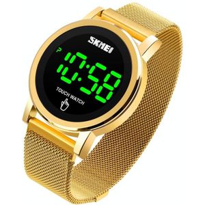 SKMEI 1668 Ronde wijzerplaat LED Digitaal Display Elektronisch Horloge met Touch Luminous Button (Gold)
