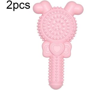 BG5046 2 stks Lollipop Vorm Hond Tandjes Stok TPR Bijtvast Huisdier Speelgoed (Roze)