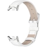 Voor Xiaomi Mi Band 8 Mijobs lederen horlogeband (wit zilver)