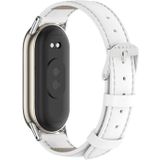 Voor Xiaomi Mi Band 8 Mijobs lederen horlogeband (wit zilver)