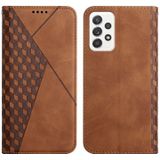 For Samsung Galaxy A52 5G / 4G Diamond Pattern Splicing Skin Feel Magnetic Horizontal Flip Leather Case with Card Slots & Holder & Wallet(Brown)