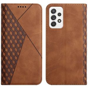 For Samsung Galaxy A52 5G / 4G Diamond Pattern Splicing Skin Feel Magnetic Horizontal Flip Leather Case with Card Slots & Holder & Wallet(Brown)