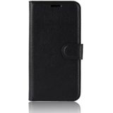 Voor OnePlus 6 Litchi textuur horizontale Flip lederen draagtas met houder & kaartsleuven & Wallet(Black)