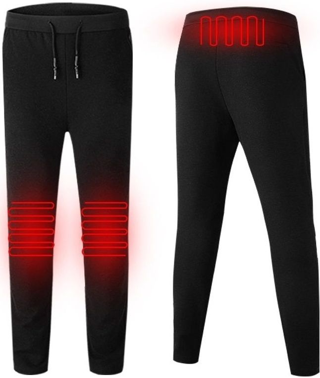 USB verwarmde dikke wollen casual broek (kleur: zwarte maat: XXXL)