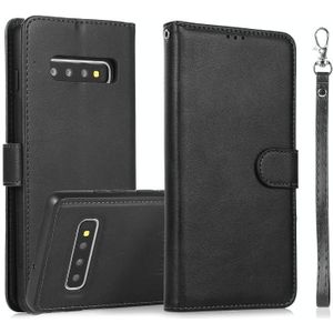 For Samsung Galaxy S10+ Calf Texture 2 in 1 Detachable Magnetic Back Cover Horizontal Flip Leather Case with Holder & Card Slots & Wallet & Photo Frame(Black)