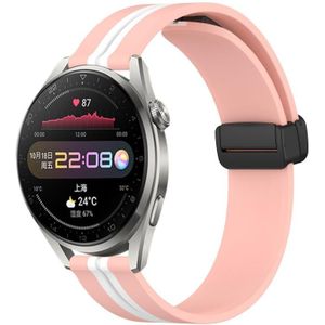 Voor Huawei Watch 3 Pro 22 mm opvouwbare magnetische sluiting siliconen horlogeband (roze + wit)