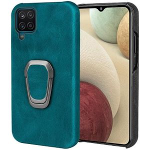 Ringhouder PU-telefooncase voor Samsung Galaxy A12 (Cyaan)