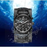 Ochstin 7227 Multifunctioneel zakelijk lederen polspols waterdicht quartz horloge (paars + zwart)