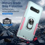 Voor Samsung Galaxy S10 Pioneer Armor Heavy Duty PC + TPU Houder Phone Case (groen + roze)