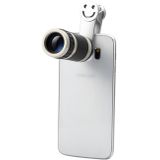Universele 8x zoom Telescoop Telefoto Camera Lens met smiley clip voor  iPhone  Samsung  Huawei  Xiaomi  Sony  LG  HTC  Google en andere Smartphones (zilverkleurig)