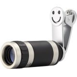 Universele 8x zoom Telescoop Telefoto Camera Lens met smiley clip voor  iPhone  Samsung  Huawei  Xiaomi  Sony  LG  HTC  Google en andere Smartphones (zilverkleurig)