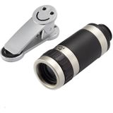 Universele 8x zoom Telescoop Telefoto Camera Lens met smiley clip voor  iPhone  Samsung  Huawei  Xiaomi  Sony  LG  HTC  Google en andere Smartphones (zilverkleurig)