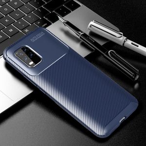 Voor Xiaomi Mi 10 Lite 5G Carbon Fiber Texture Shockproof TPU Case(Blauw)