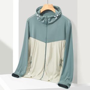 UPF40+ heren en dames zomer hoge elasticiteit ijszijde zonnebrandcrme kleding sportjas  maat: XL (lichtgroen-vrouwelijk)