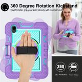 360 graden rotatie contrast kleur shockproof siliconen + pc case met houder & hand grip riem en schouderriem voor iPad mini 6 (paars + mint groen)