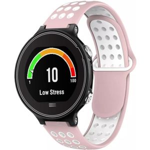 Voor Garmin Forerunner 630 tweekleurige geperforeerde ademende siliconen horlogeband (roze + wit)