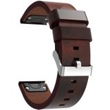 Voor Garmin Descent MK 2i 26mm lederen stalen gesp horlogeband