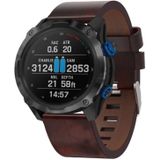 Voor Garmin Descent MK 2i 26mm lederen stalen gesp horlogeband