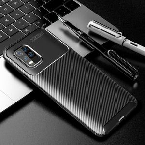 Voor Xiaomi Mi 10 Lite 5G Carbon Fiber Texture Shockproof TPU Case(Zwart)