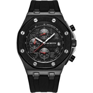 OCHSTIN 6100A multifunctioneel quartz waterdicht TPU herenhorloge (zwart 01)