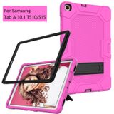 Voor Samsung Galaxy Tab A 10.1 (2019) / T510 Contrast Color Robot Shockproof Silicone + PC Protective Case met houder (Rose Red Black)