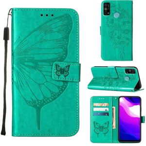 For Tecno Spark Go 2020 & 2021/6 Go Embossed Butterfly Leather Phone Case(Green)