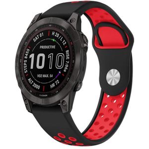 Voor Garmin Instinct 2 Solar Sports ademende siliconen horlogeband (zwart + rood)
