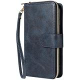 Voor iPhone SE 2020 / 8 / 7 Zipper Wallet Bag Horizontale Flip PU Lederen case met Houder & 9 Card Slots & Wallet & Lanyard & Photo Frame(Blauw)