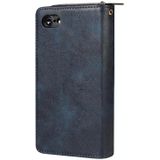 Voor iPhone SE 2020 / 8 / 7 Zipper Wallet Bag Horizontale Flip PU Lederen case met Houder & 9 Card Slots & Wallet & Lanyard & Photo Frame(Blauw)