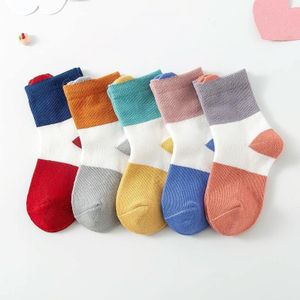 10 paar lente en zomer kinderen sokken gekamd katoenen tube sokken L (brede strepen oor)