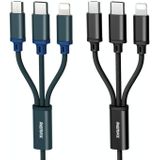 REMAX RC-131TH 1m 2.8A 3 in 1 USB naar 8 Pin & USB-C / Type-C & Micro USB oplaadkabel(Blauw)