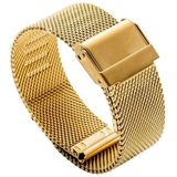 18mm 304 Stainless Steel Double Buckles Replacement Strap Watchband(Gold)