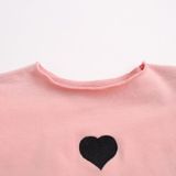 Herfst en winter warm schattige pofmouw top hartvormig geborduurd sweatshirt meisjes tops  hoogte: 90cm (roze)