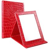 2 stks vierkante stand lederen make-up spiegel Alligator patroon draagbare cosmetische spiegel  kleur: rood  grootte: S 12x 17.5 x 1.6 CM