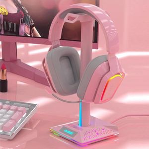 Ajazz EB01 Desktop Vertical RGB Lighting Headset Stand(Pink)