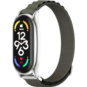 Voor Xiaomi Mi Band 6 / 5 / 4 / 3 MIJOBS PLUS nylon ademende horlogeband (legergroen zilver)