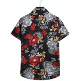 Zomer casual chelsea kraag bloem print patroon korte mouwen shirt voor mannen (kleur: zwart maat: XL)