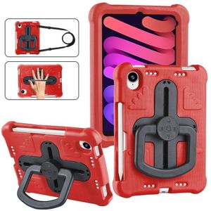 Voor iPad mini 6 2021 Shield 360 Rotatie Handvat EVA Schokbestendige PC Tablet Case (Rood Zwart)