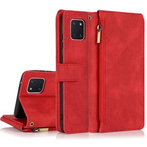 Voor Samsung Galaxy A81 Skin-feel Crazy Horse Texture Zipper Wallet Bag Horizontale Flip Leather Case met houder & Kaart Slots & Portemonnee & Lanyard (Rood)
