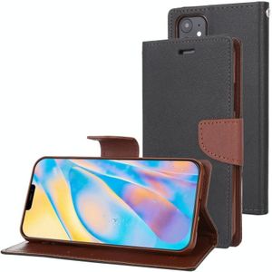 Voor iPhone 12 GOOSPERY FANCY DIARY Kruispatroon Horizontaal Flip Lederen hoesje met Holder & Card Slots & Wallet(Black Brown)