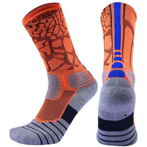 2 paar lengte buis basketbal sokken boksen roller schaatsen rijden sport sokken  maat: L 39-42 yards (oranje blauw)